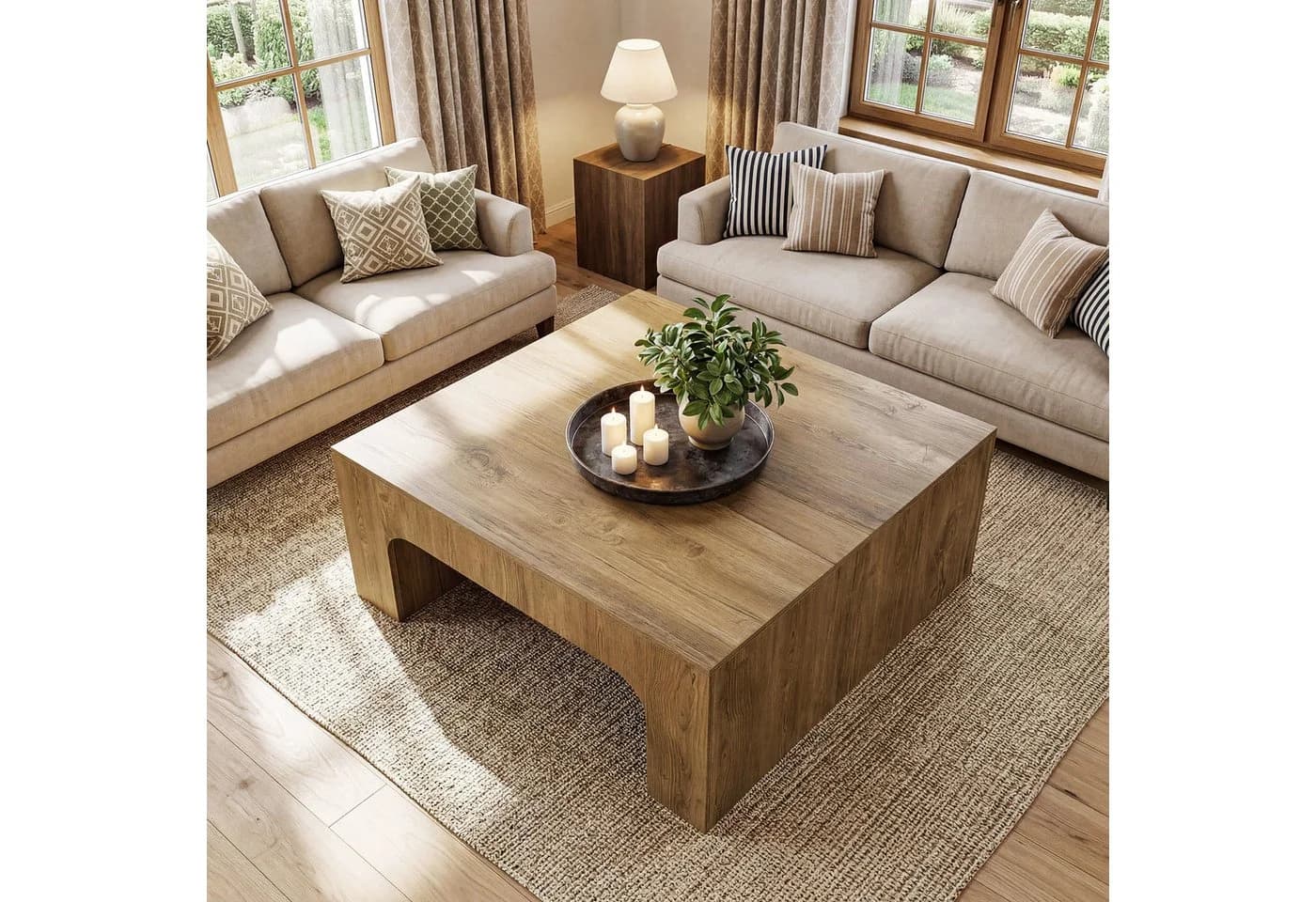 Tribesigns Couchtisch 100 cm Quadratisch Braun Holz - Bild 3