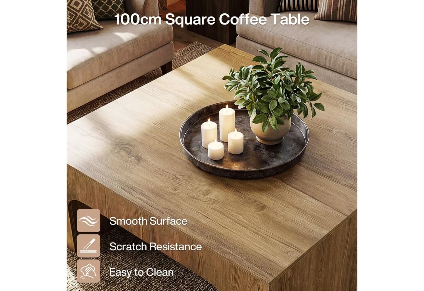 Tribesigns Couchtisch 100 cm Quadratisch Braun Holz - Bild 5