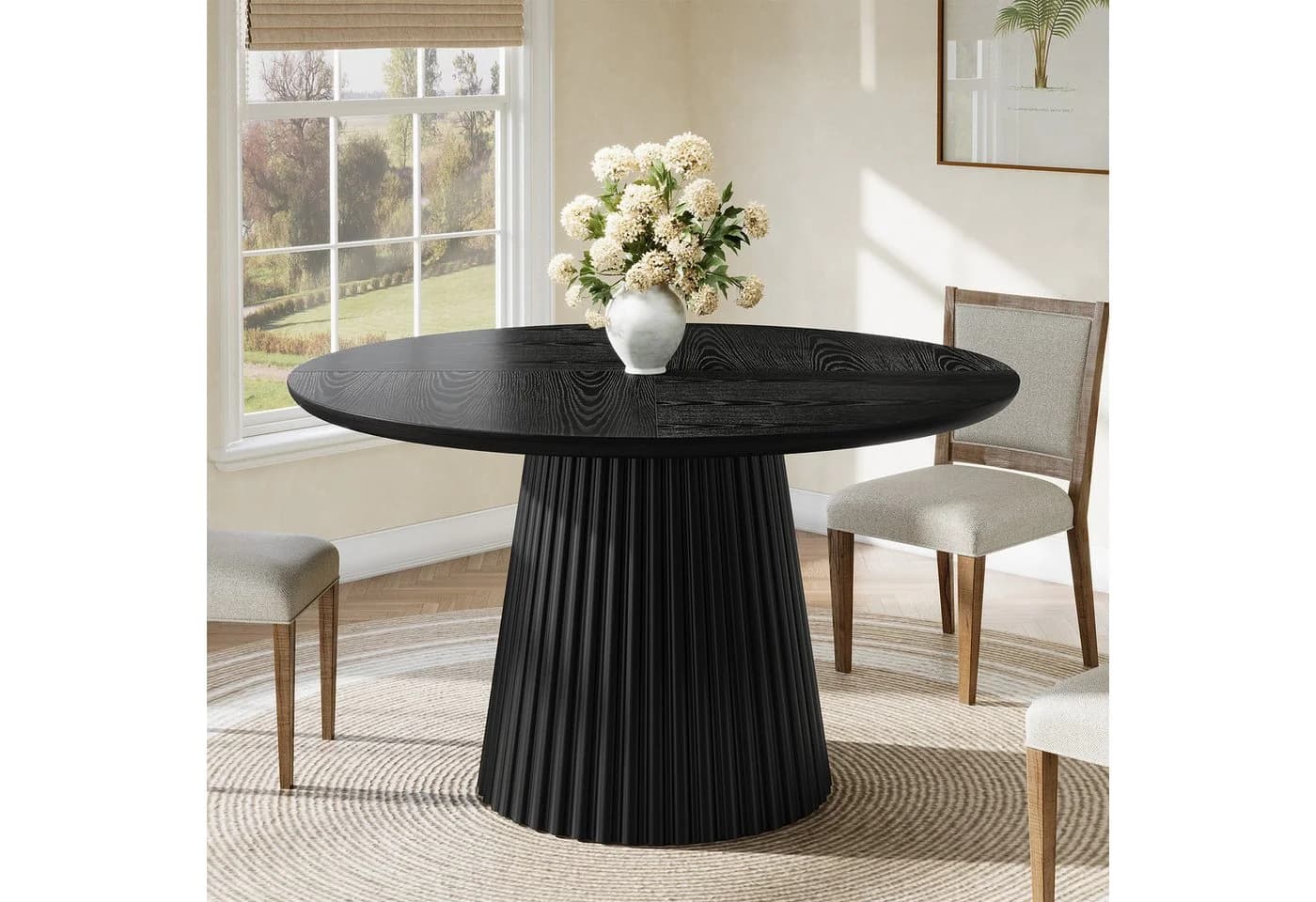 Tribesigns Runder Esstisch 120cm Schwarz Landhausstil