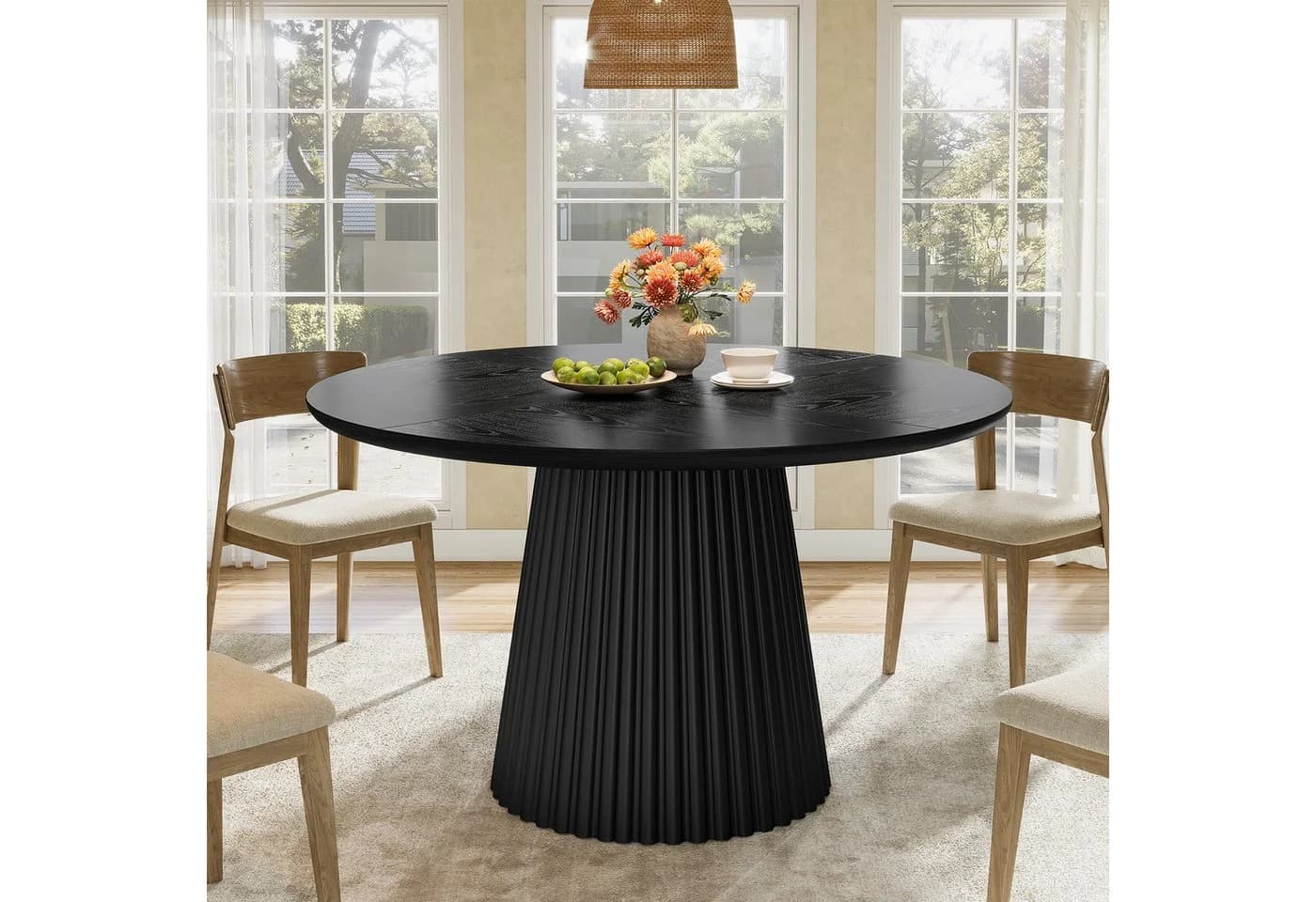 Tribesigns Runder Esstisch 120cm Schwarz Landhausstil - Bild 5