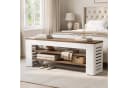 Tribesigns Schuhbank 140cm Weiß Holzoptik Sitzbank Bild 5