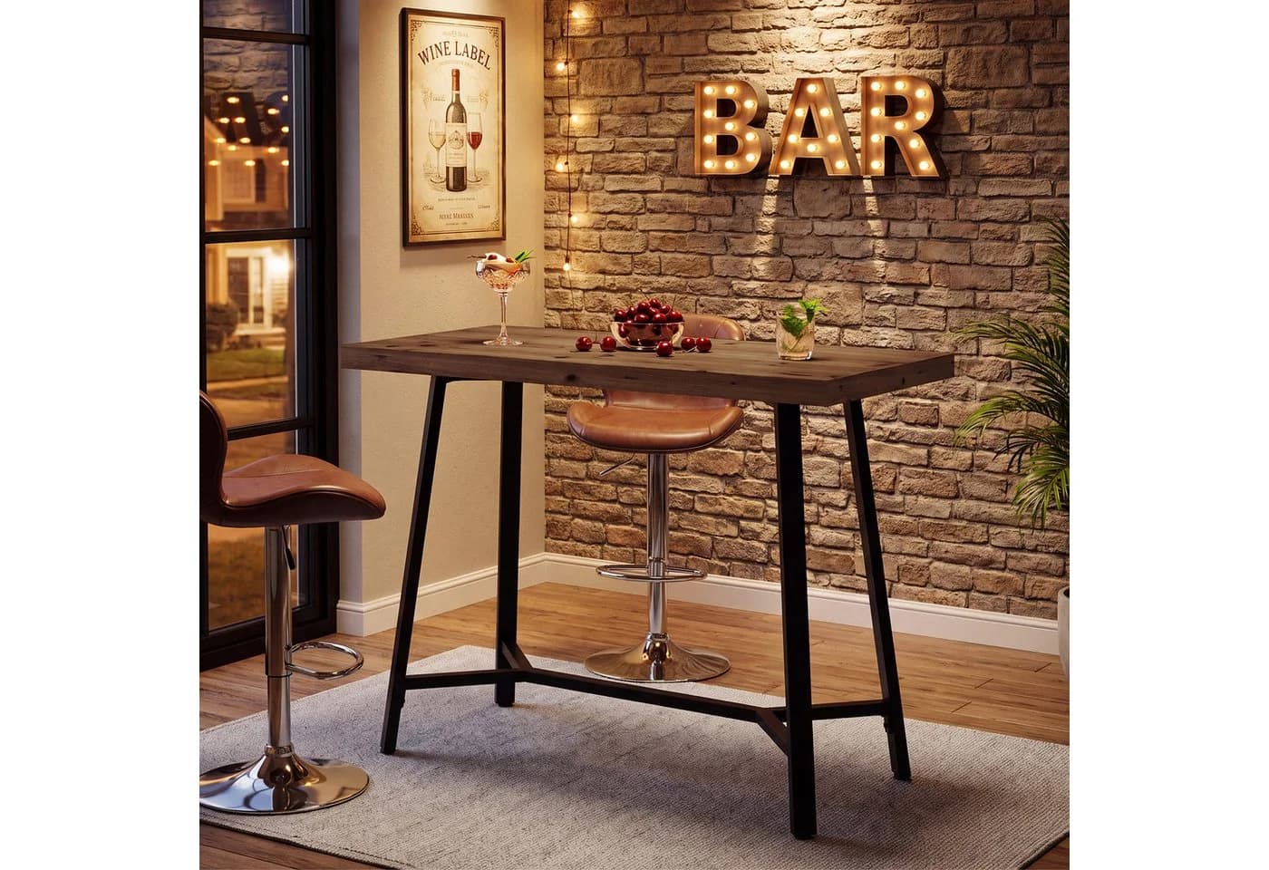 Tribesigns Bartisch 105 cm aus Massivholz mit Metallgestell - Bild 2
