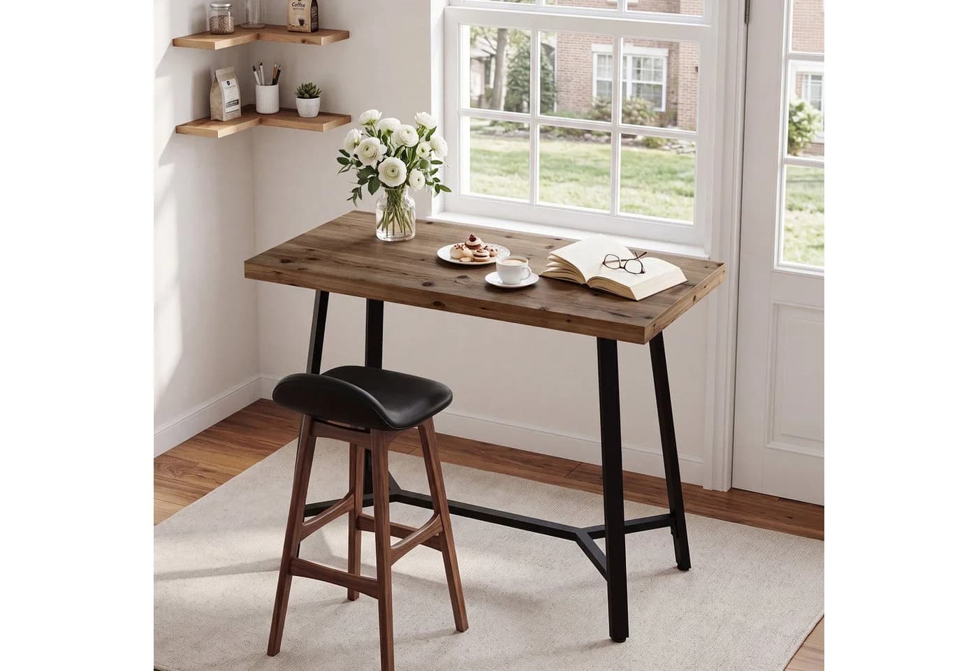 Tribesigns Bartisch 105 cm aus Massivholz mit Metallgestell - Bild 5