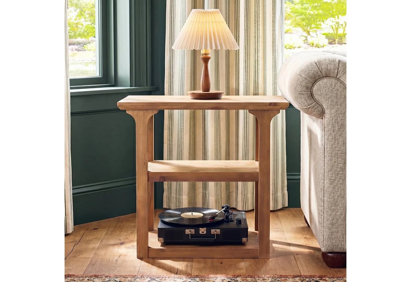 Tribesigns Beistelltisch 60CM 3-stöckig Braun Massivholz - Bild 2
