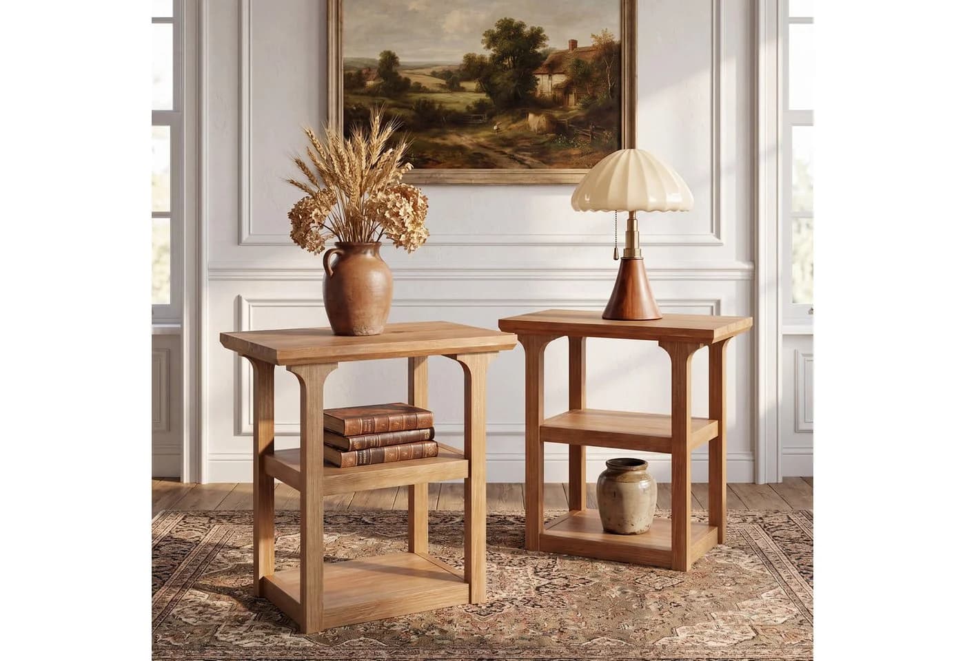 Tribesigns Beistelltisch 60CM 3-stöckig Braun Massivholz - Bild 5