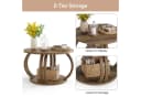 Tribesigns Runder Couchtisch 80 cm Braun mit Stauraum und 2 Ebenen Bild 4