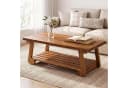 Tribesigns Couchtisch 140 cm Massivholz 2-Ebenen Ablage rustikal Braun Bild 2