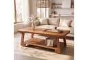 Tribesigns Couchtisch 140 cm Massivholz 2-Ebenen Ablage rustikal Braun Bild 5