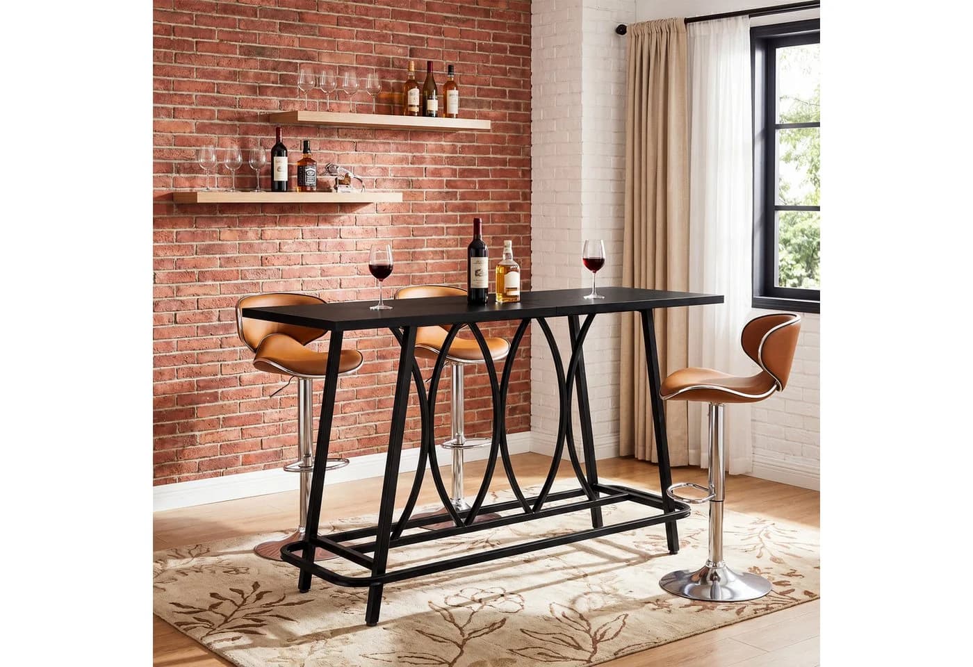 Tribesigns Bartisch 160 cm Schwarz Industrieller Esstisch - Bild 2