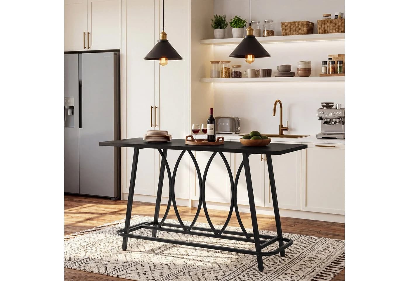 Tribesigns Bartisch 160 cm Schwarz Industrieller Esstisch - Bild 4