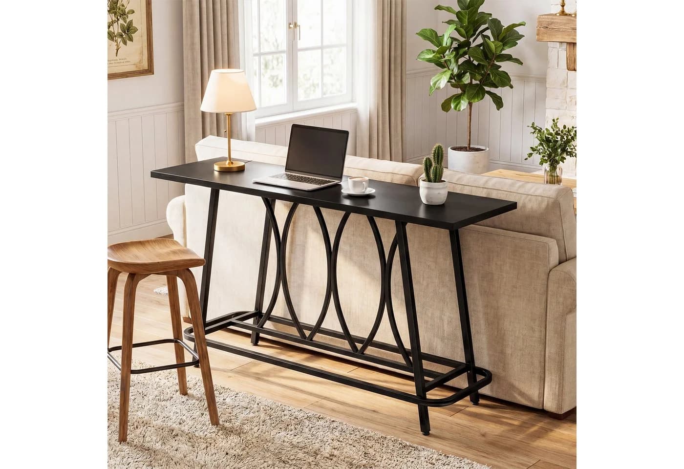 Tribesigns Bartisch 160 cm Schwarz Industrieller Esstisch - Bild 5