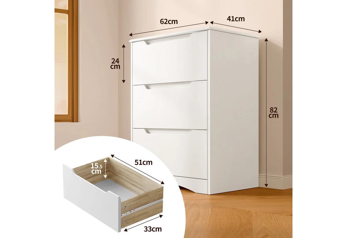 Bealife Kommode Weiß 4/5 Schubladen 41x72x82/94 cm - Bild 4