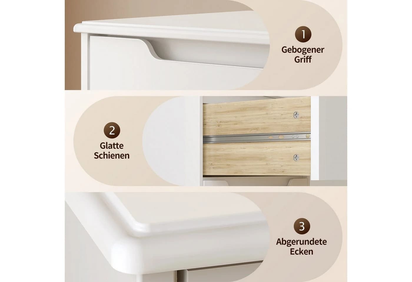 Bealife Kommode Weiß 4/5 Schubladen 41x72x82/94 cm - Bild 5