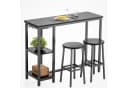 Bealife Bartisch Set 3-tlg. Stehtisch mit 2 Barhockern Küchentisch-Set mit Ablage Regal Bild 2