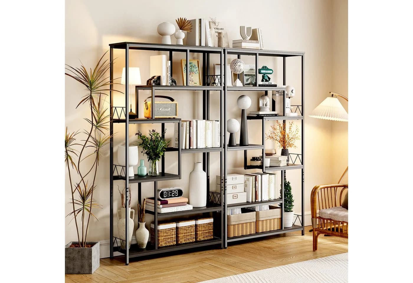 Bealife Bücherregal 6 Etagen 180x100x30 cm Industriell Schwarz