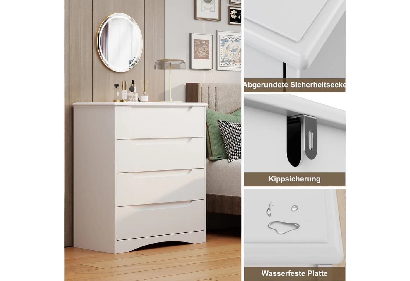 Bealife Kommode Weiß MDF mit Schubladen - Bild 5