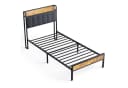 Bealife Polsterbett Einzelbett Bettgestell mit Kopfteil Grau Metall Bild 1