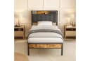 Bealife Polsterbett Einzelbett Bettgestell mit Kopfteil Grau Metall Bild 2