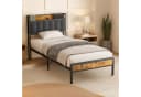 Bealife Polsterbett Einzelbett Bettgestell mit Kopfteil Grau Metall Bild 3