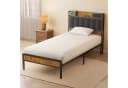 Bealife Polsterbett Einzelbett Bettgestell mit Kopfteil Grau Metall Bild 4
