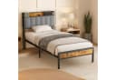 Bealife Polsterbett Einzelbett mit Kopfteil Grau Metall Bild 3