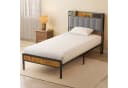 Bealife Polsterbett Einzelbett mit Kopfteil Grau Metall Bild 4