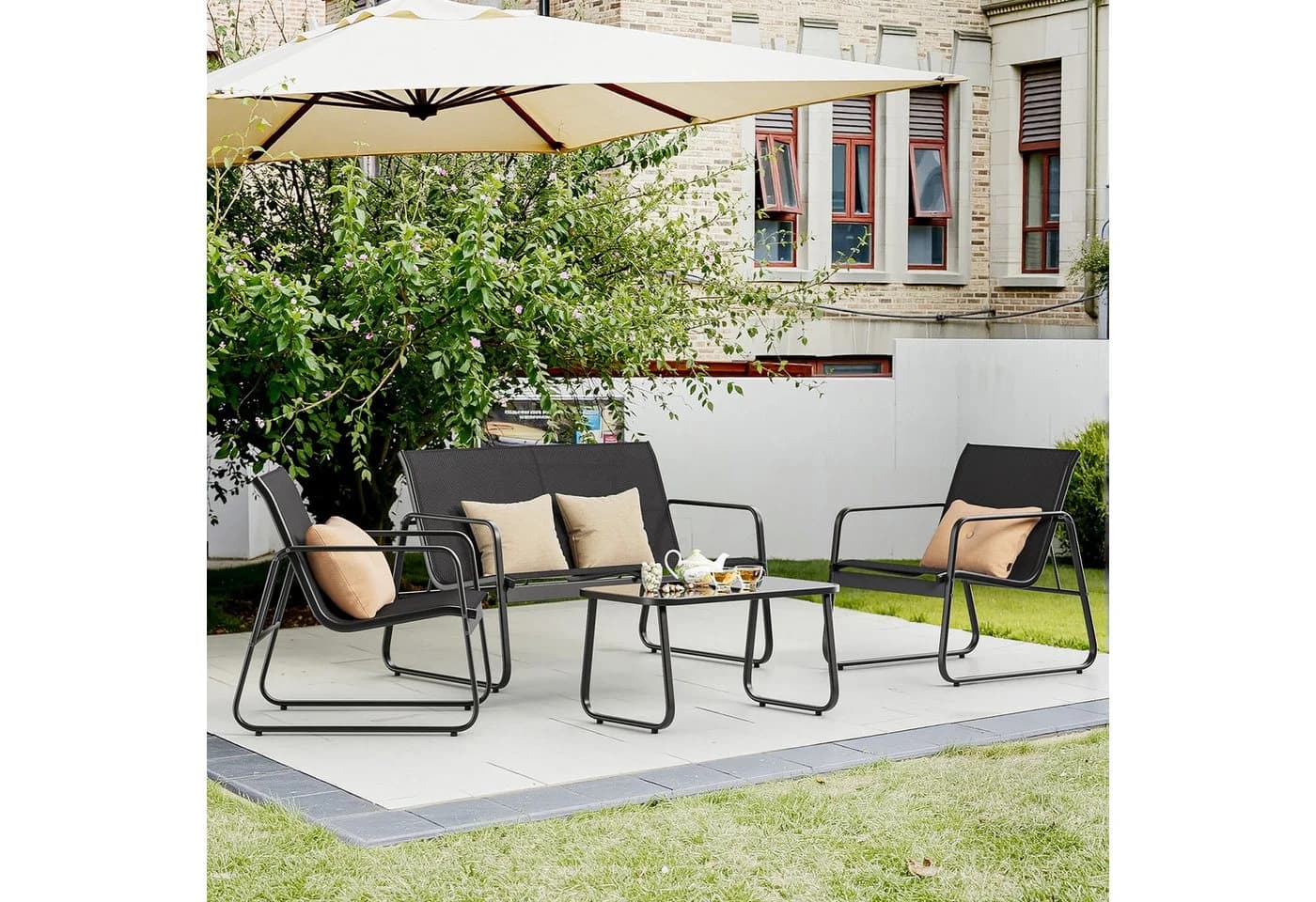 Bealife Gartenlounge-Set 4er Set 1 Tisch 1 Doppelstuhl 2 Einzelstühle - Bild 4