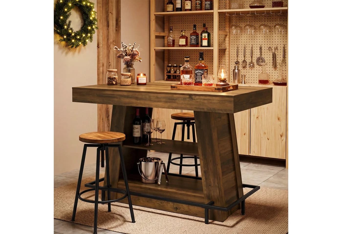 Tribesigns Bartisch Stehtisch 120 cm mit Stauraum und Fußablage - Bild 3