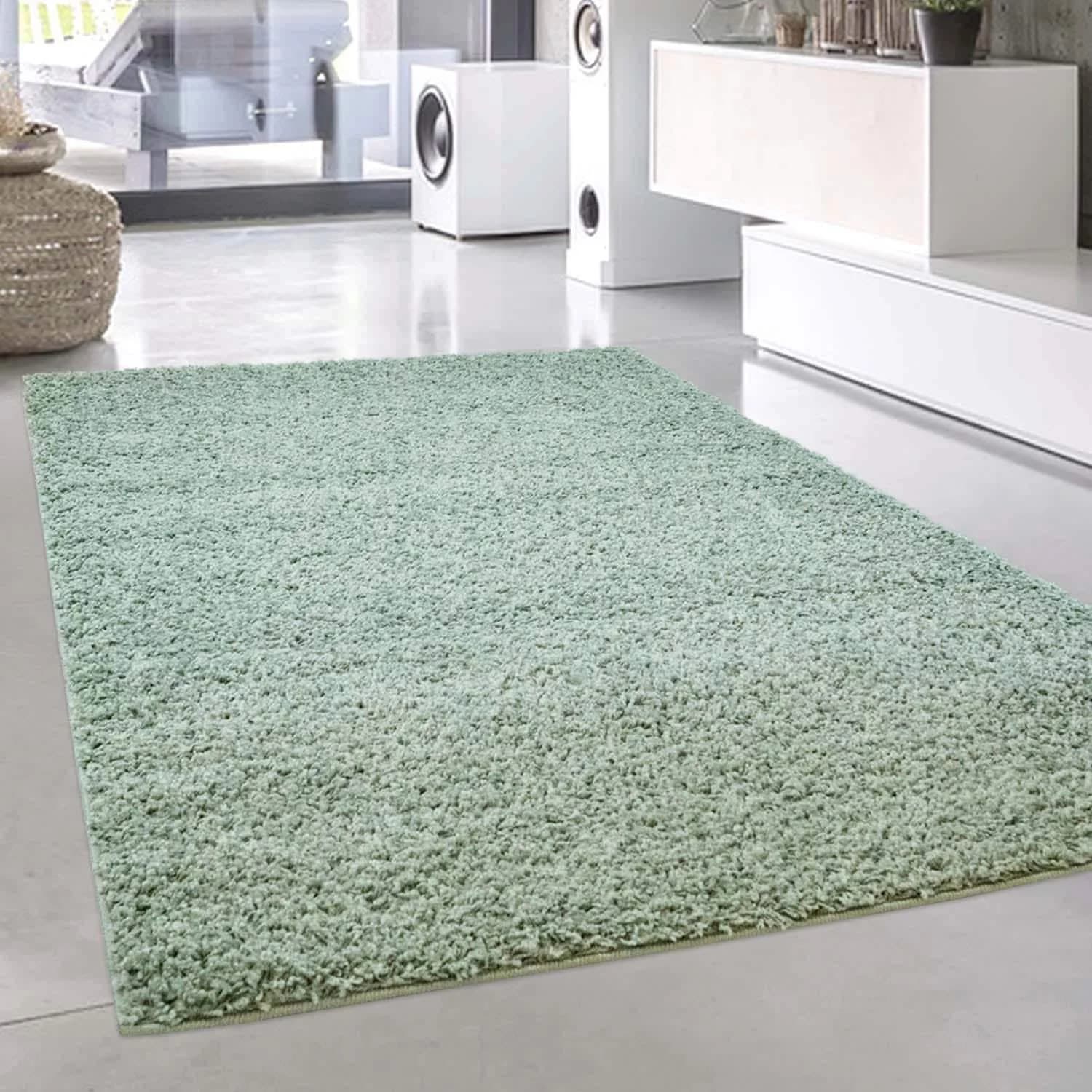 Hochflor-Teppich Carpet City Pastell Shaggy300 Hellgrün 300x400cm