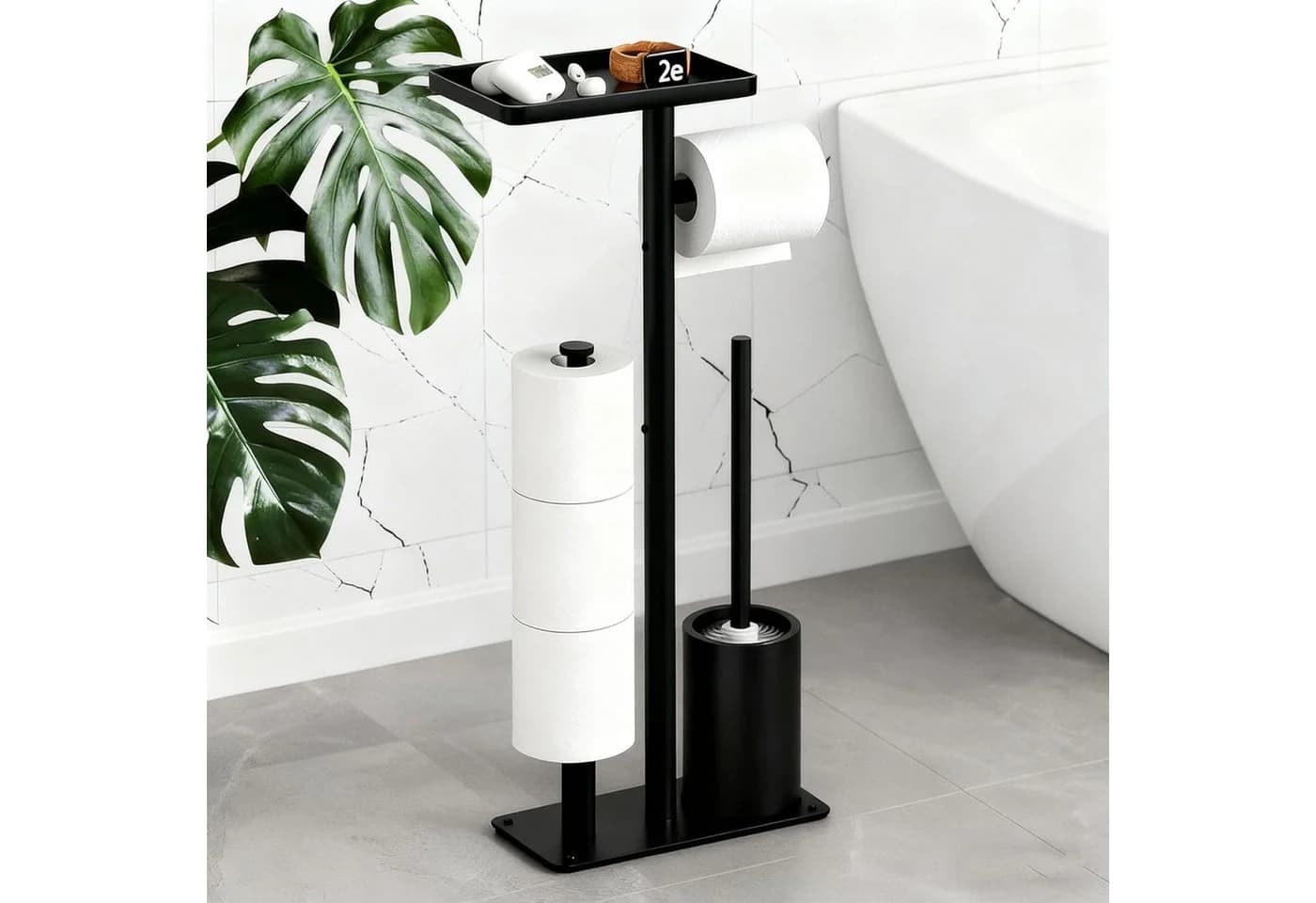 ibettertec Toilettenpapierhalter 4-in-1 Schwarz - Bild 2