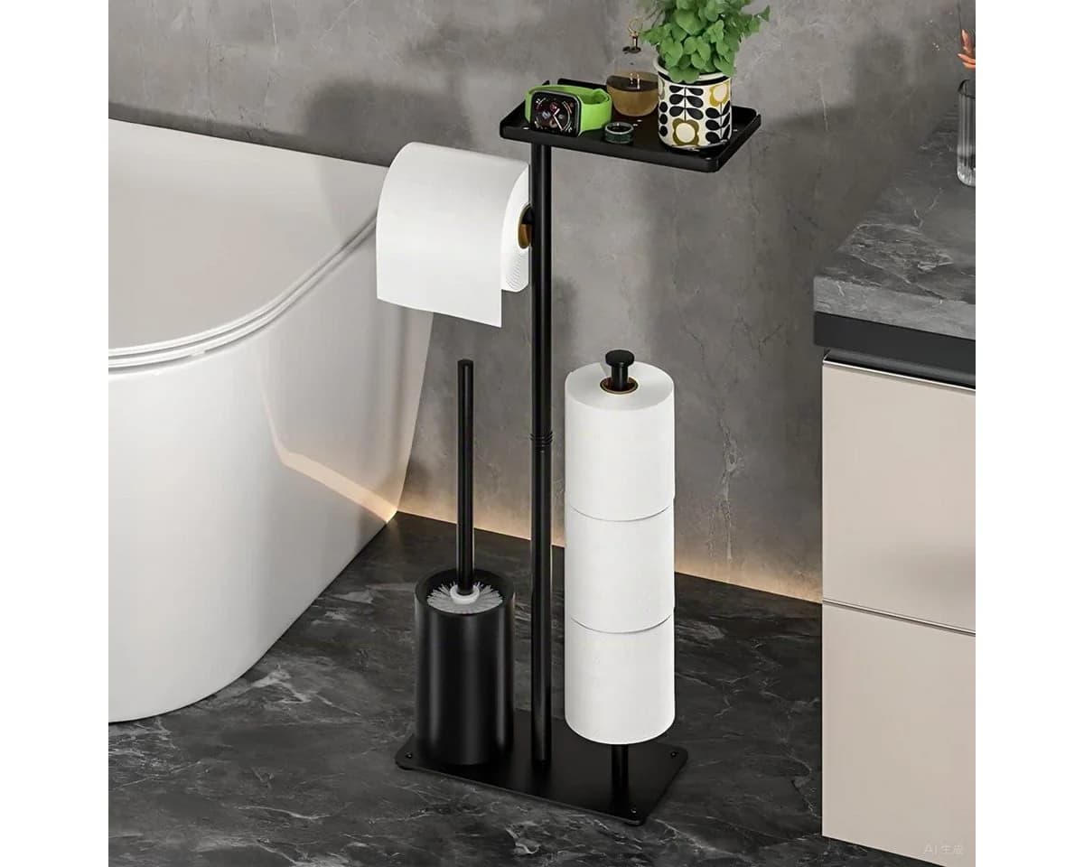 ibettertec Toilettenpapierhalter 4-in-1 Schwarz - Bild 3