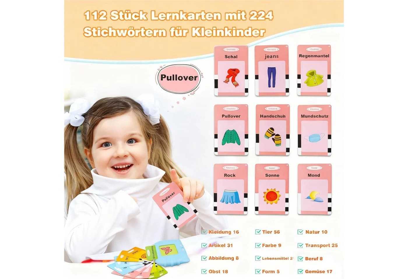 ibettertec Lernspielzeug Lernkarten Deutsch Englisch 224 Wörter Sprechende Flash-Karten Blau - Bild 4