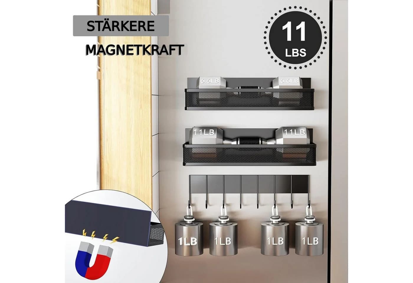 Forrlite Magnetisches Gewürzregal mit 8 Haken Schwarz - Bild 3
