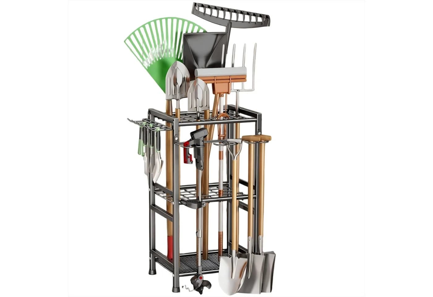 Forrlite Gartengerätehalter mit Haken, Aufbewahrungsregal, Kohlenstoffstahl - Bild 2