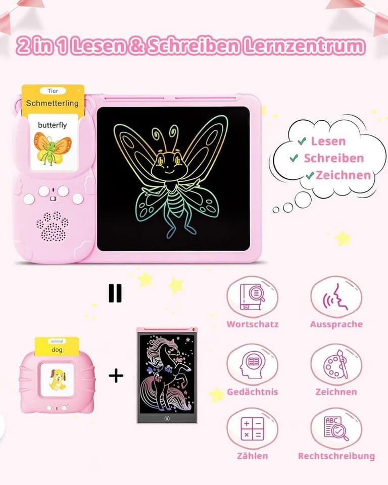 ibettertec Lernspielzeug Sprechende Flash-Karten Rosa LCD - Bild 5