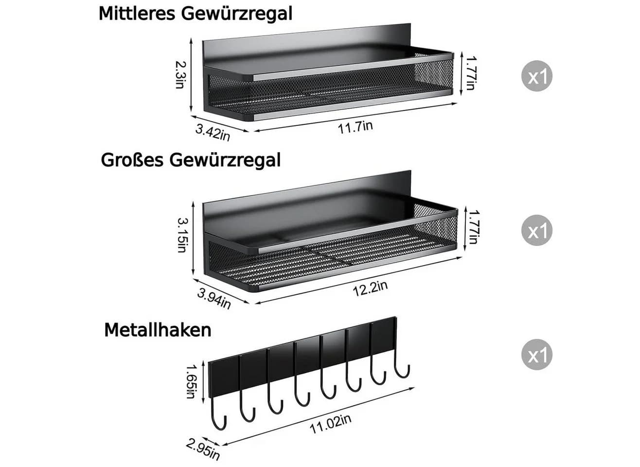 Toomoke Gewürzregal Magnetisches mit 8 Haken