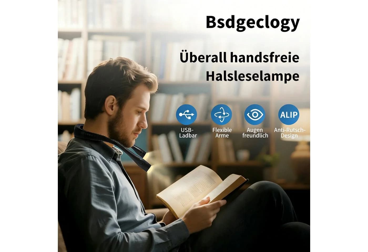 ibettertec LED Leselampe Hals Leselampe, 3 Farben & 3 Helligkeiten, USB-C aufladbar - Bild 5