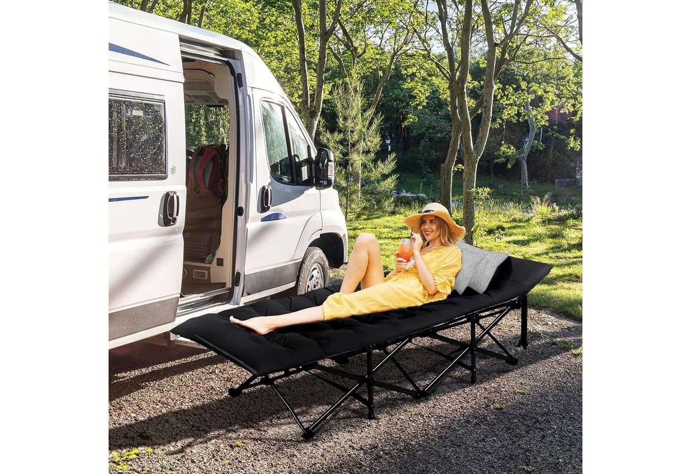 ibettertec Klappbett Camping Bett mit Matratze 200KG Belastbar