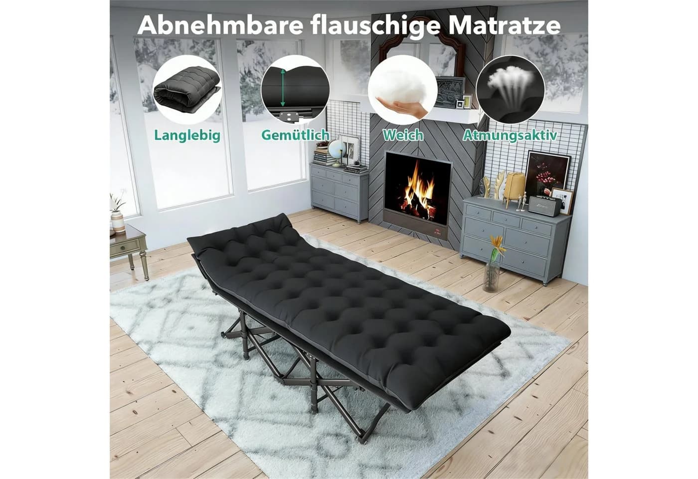 ibettertec Klappbett Camping Bett mit Matratze 200KG Belastbar - Bild 4