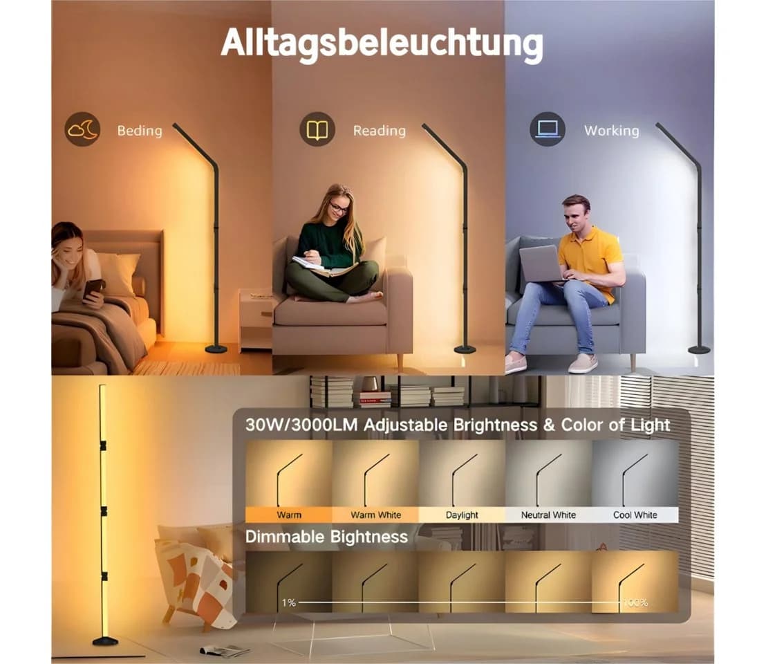 Toomoke LED Stehlampe Faltbar RGBICWW mit App-Steuerung - Bild 4