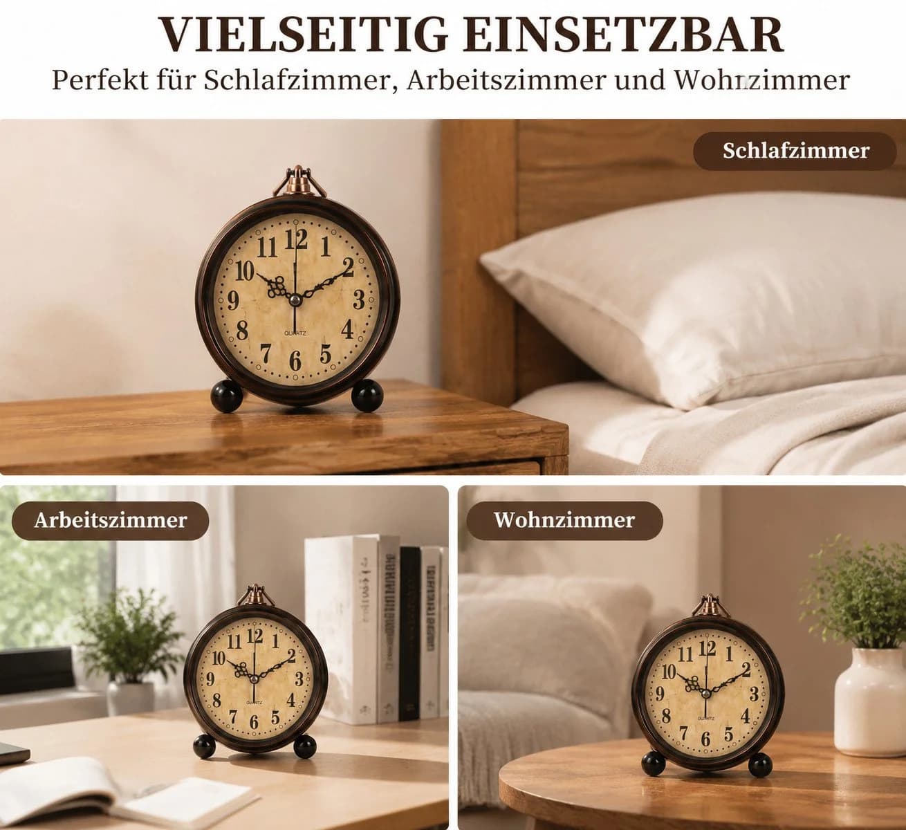 Toomoke Analog Wecker Retro Design Batteriebetrieb - Bild 3