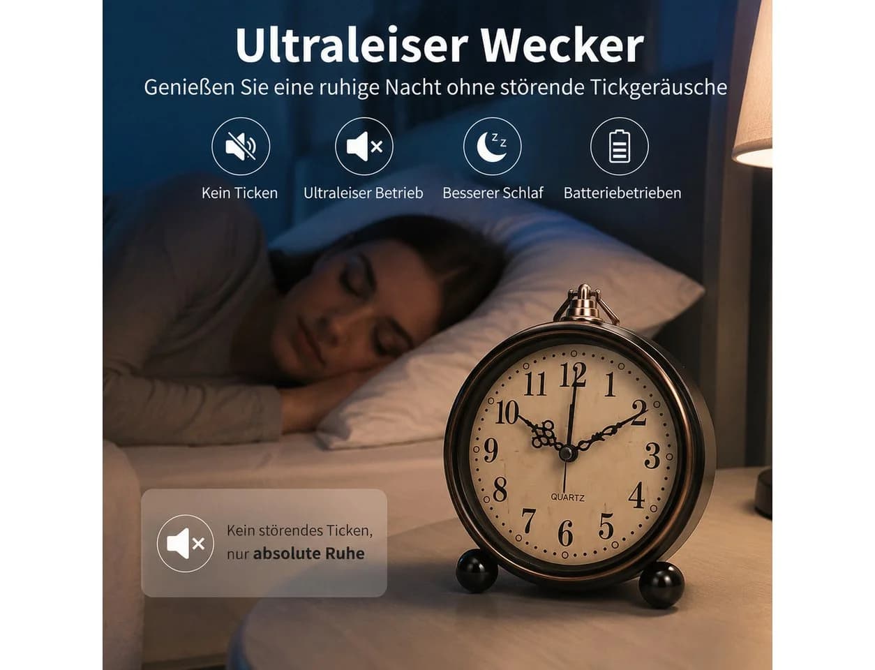 Toomoke Analog Wecker Retro Design Batteriebetrieb - Bild 5