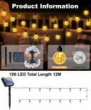 ibettertec LED Solarleuchte Lichterkette 12m 100LEDs Warmweiß Fernbedienung Bild 3