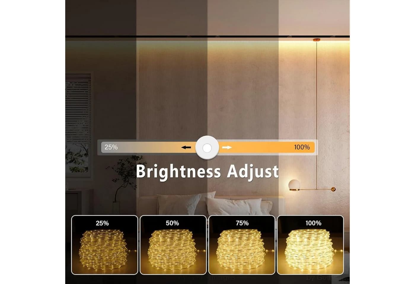 ibettertec LED-Lichterkette 12m mit Fernbedienung, 100 LEDs, Warmweiß - Bild 3