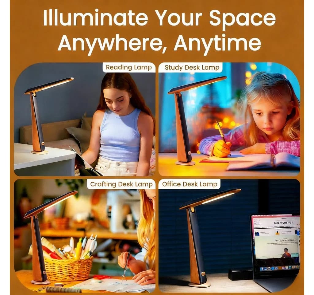 Toomoke LED Schreibtischlampe Schwarz Faltbar USB-ladbar - Bild 3