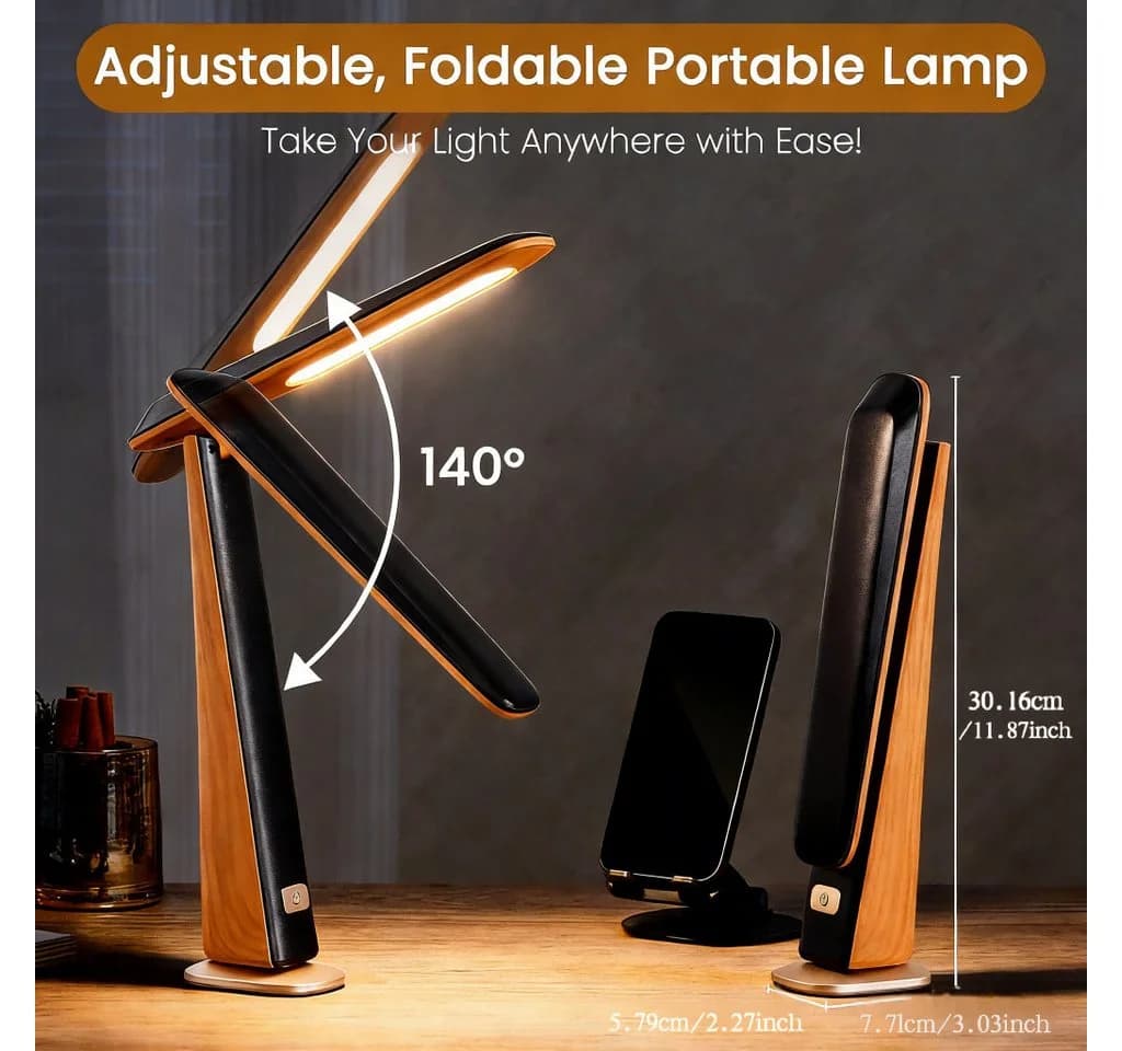 Toomoke LED Schreibtischlampe Schwarz Faltbar USB-ladbar - Bild 4