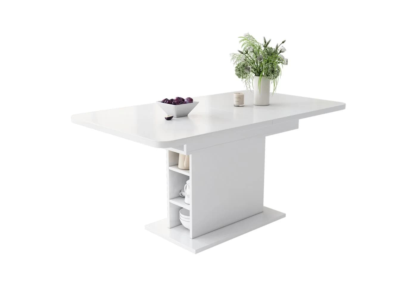 KLAM HOME Esstisch Küchentisch mit Stauraum Ausziehbar 110x70x75 cm