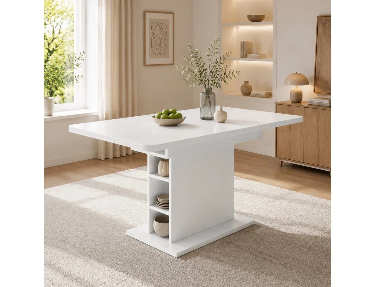 KLAM HOME Esstisch Küchentisch mit Stauraum Ausziehbar 110x70x75 cm - Bild 2