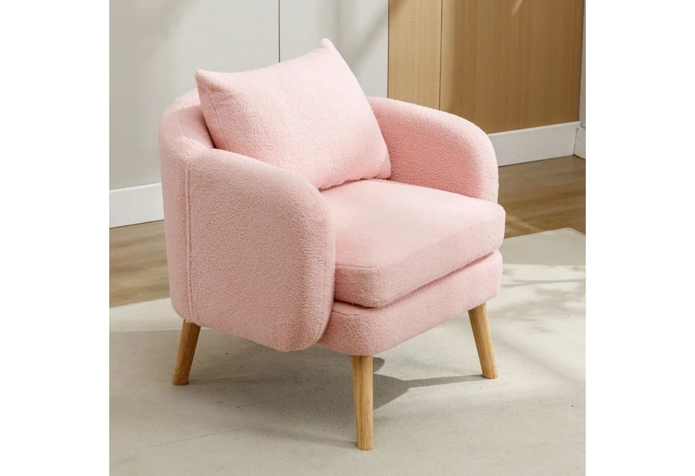 KLAM HOME Ohrensessel Relaxsessel Rosa Massivholz