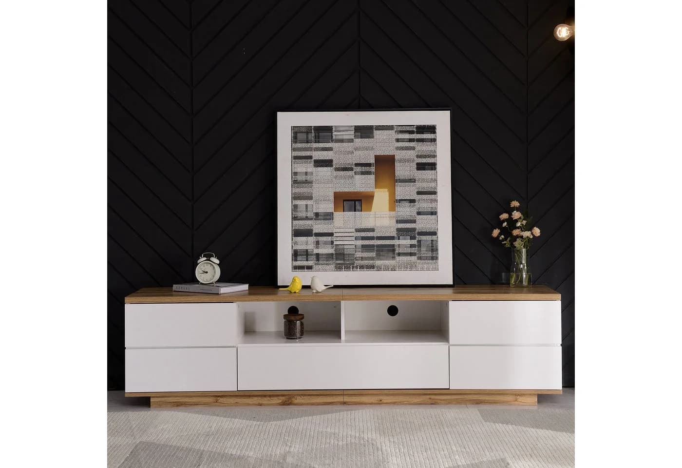 KLAM HOME Lowboard TV-Schrank Weiß
